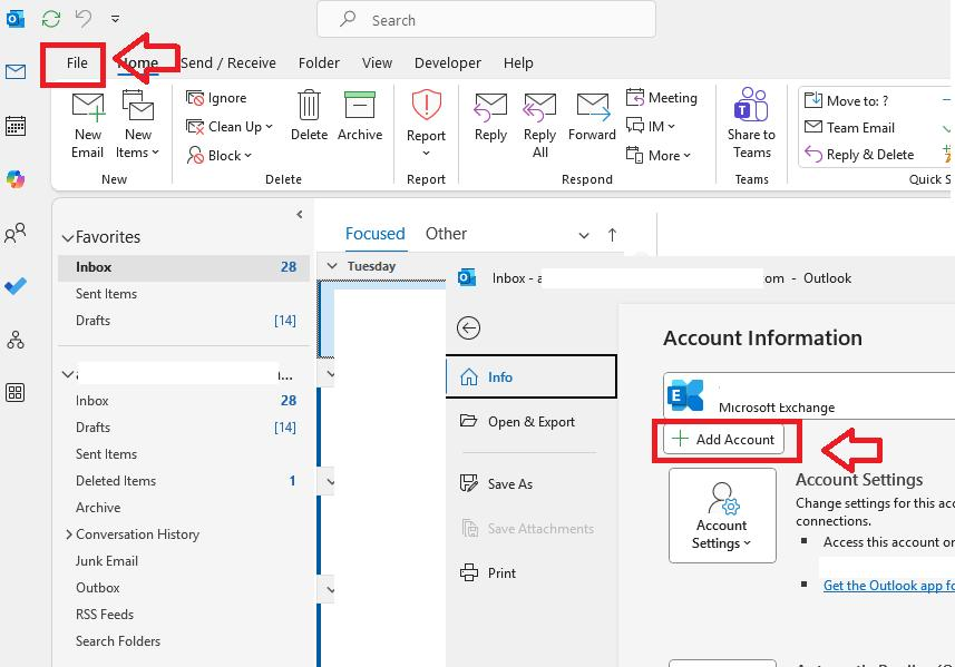 Adăugarea contului @uav.ro în Outlook