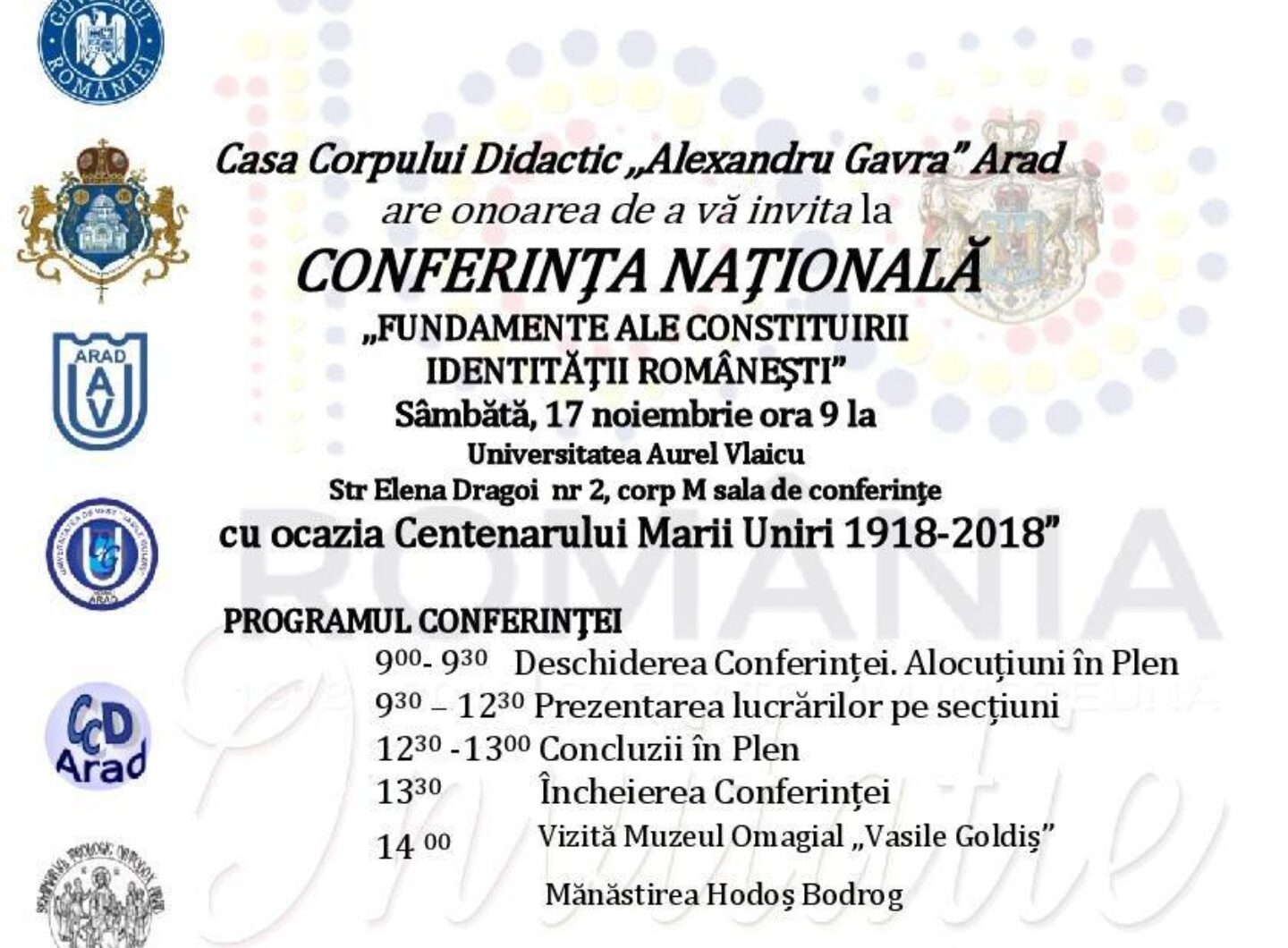 Conferința Națională Fundamente ale constituirii identității românești cu ocazia Centenarului Marii Uniri 1918 2018 3